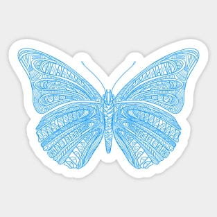 Butterfly design created using line art - blue version Sticker